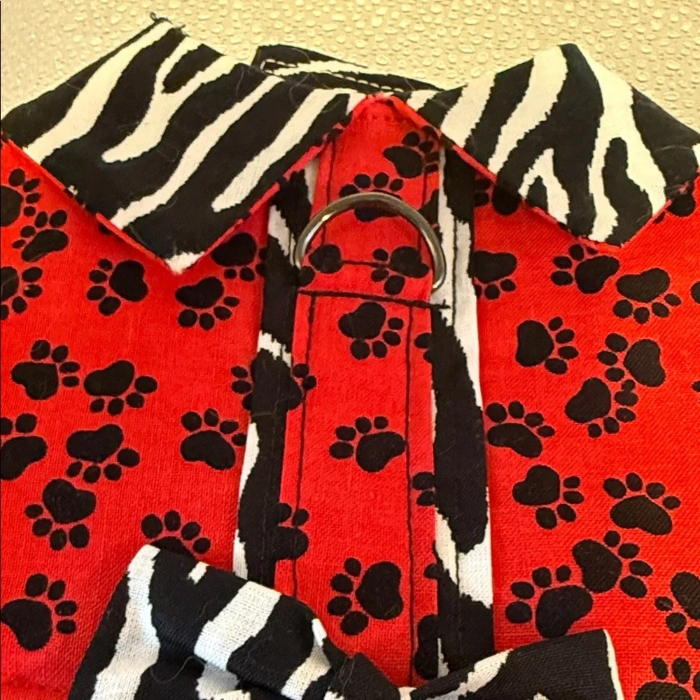 Red and Black Pet Dress with Zebra Print​